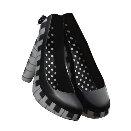 ♡ cute vintage black piano polka dot high heels
