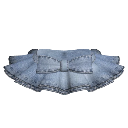 [Blush Fashion] Light Denim Frill Skirt w/ Ribbon