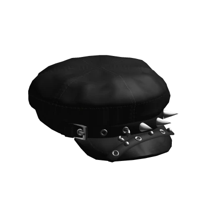 Sideswept Gothic Emo Spiked Y2K Beret In Black