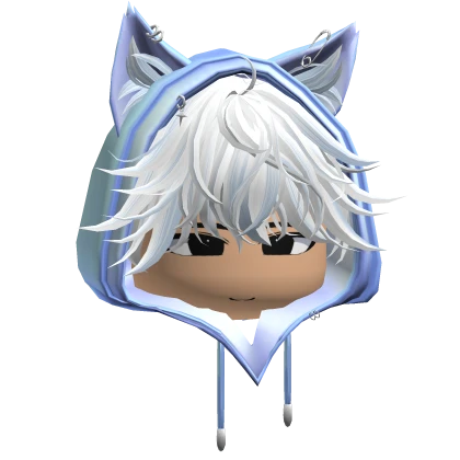 Cute Emo Boy w/ Cute Cat Hood (White & Blue)