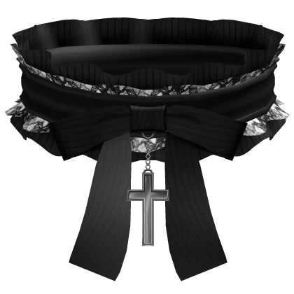 gothic lace ruffle choker - white & black