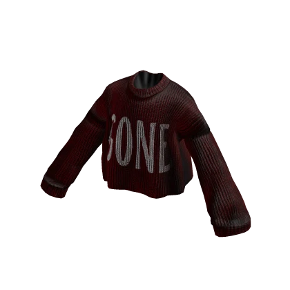 MARCHÉE - Deep Red Slogan Boxy Knit Sweater