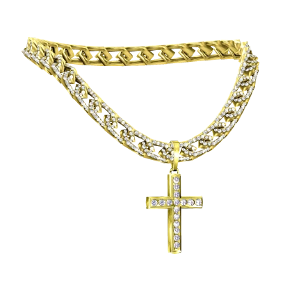 gold diamond cross chain necklace boy