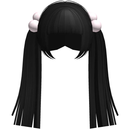 ♡ : black kawaii hime pigtails + giant bobbles
