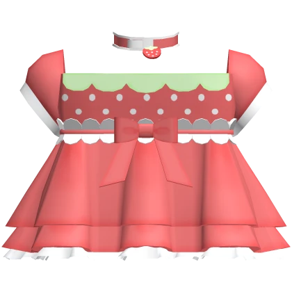 ♡ : cute red strawberry babydoll frill dress