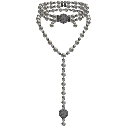 Layered Pearl Clock Necklace Silver