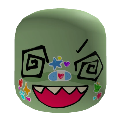 Crazed zombie face with stickers