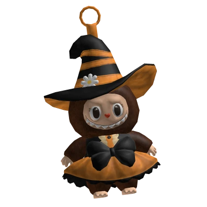 Witch Labubu Keychain - Halloween Orange & Brown
