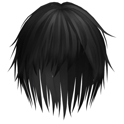 Messy Fluffy Anime Emo Boy Hair in Black