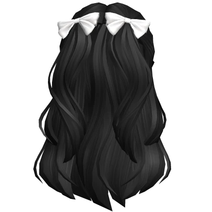 Flowy Half Up Hair /w Bows (Black)