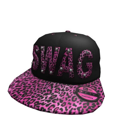 2000s pink cheetah print SWAG snapback
