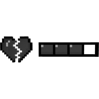 Grey Broken Heart 8-Bit Health HP Bar