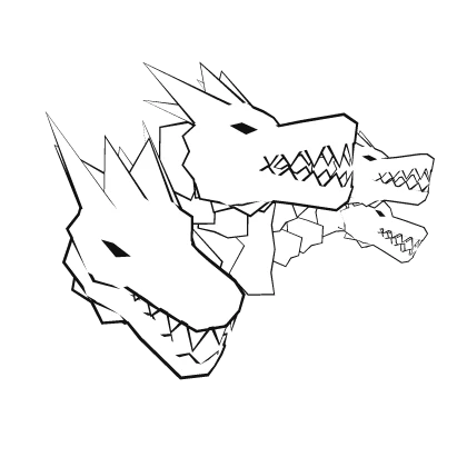 Cartoony White Dragon Heads