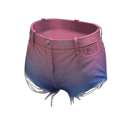 Denim Ripped Shorts - Pink Fade