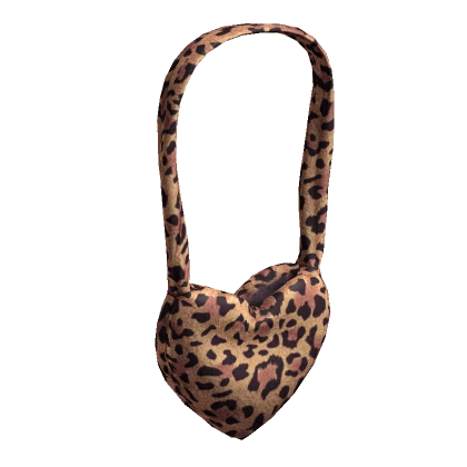 Fuzzy Heart Bag Leopard