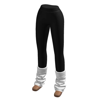 Black Leggings w/ White Leg Warmers & Slippers