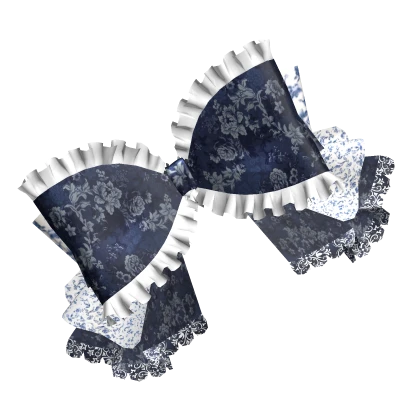 Blue Lolita Gyaru Ruffled Big Bow