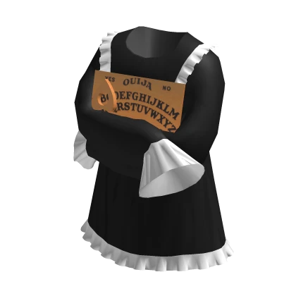 black ruffle doll dress hugging creepy ouija board
