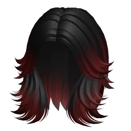 Black to Red Fluffy Layered Wolfcut 