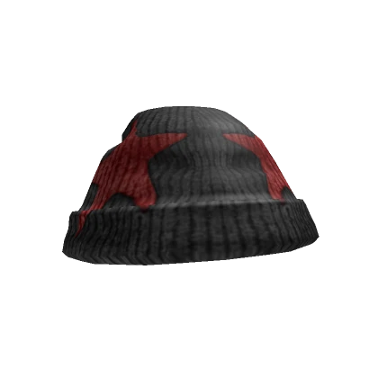  Black and Red Double Star Beanie