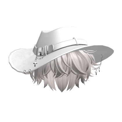 Silver Messy Hair w/ Fedora