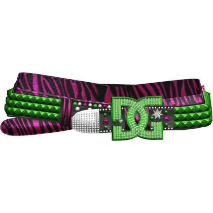 Y2K DC Scene Rhinestone 2000 Belt Green Pink Zebra