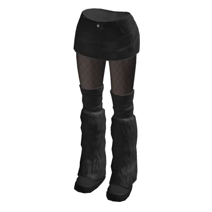 🍀Black Skirt w Snow Boots