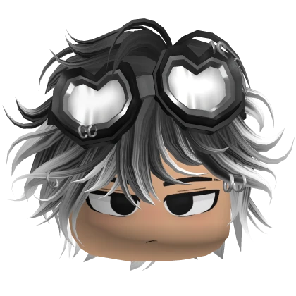Anime Messy Boy Hair w/ Punk Goggles (Black&White)