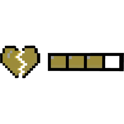 Yellow Broken Heart 8-Bit Health HP Bar