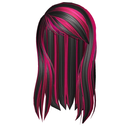 2000s Long Scene Side Swept Bangs | Pink & Black