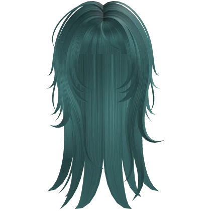 long sleepy wolfcut in turquoise