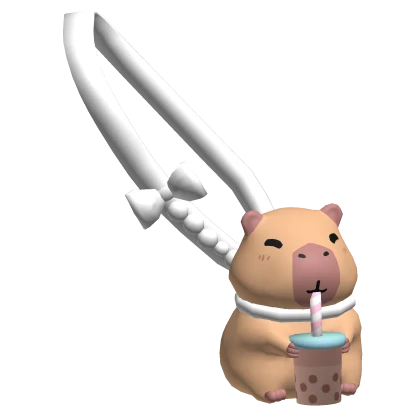 Cute Capybara Drinking Boba Shoulder Bag (White) ♡