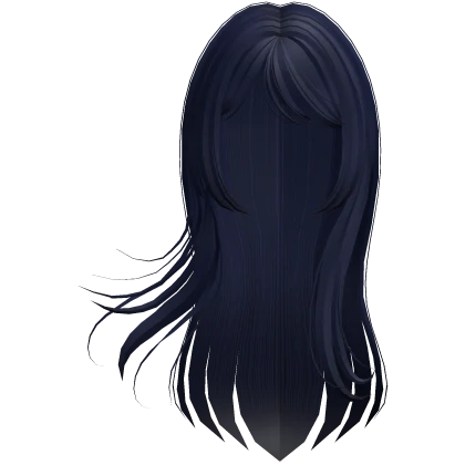 long windy anime hair with side bangs in blue