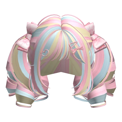 Confetti Cutesy Curly Pigtails w/ Ribbon Clips