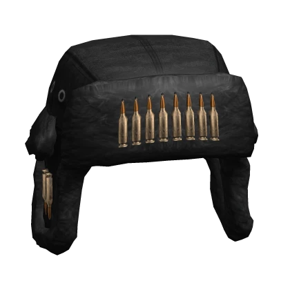 Black Fur Winter Ushanka w Armor Bullets