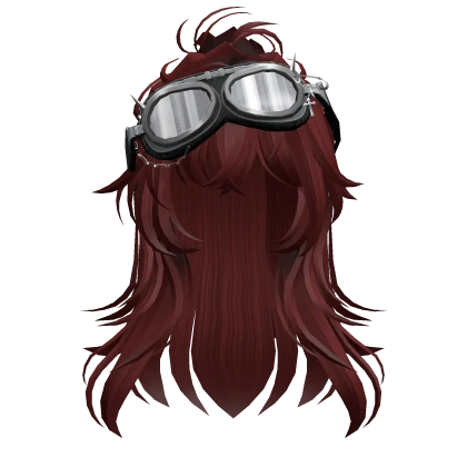 Red Anime Half-Up Hair w/ Y2K Goggles