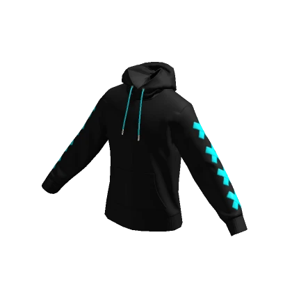 Black & Cyan Stitches Hoodie