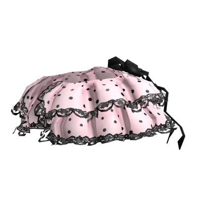 short lace bustle skirt in polka dot pink & black