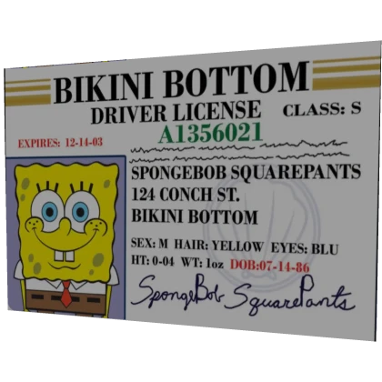 Sponge-Bob's FreakBob Driver's License