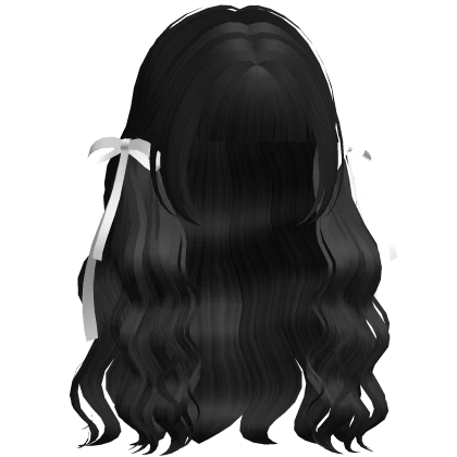Loose Wavy Hair w/ White Bows (Black)