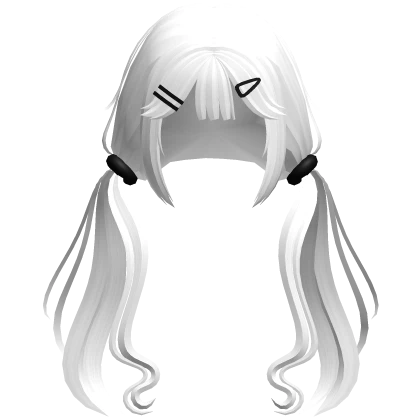 ♡ cutecore flowy pigtails w/ hairclips white (3.0)