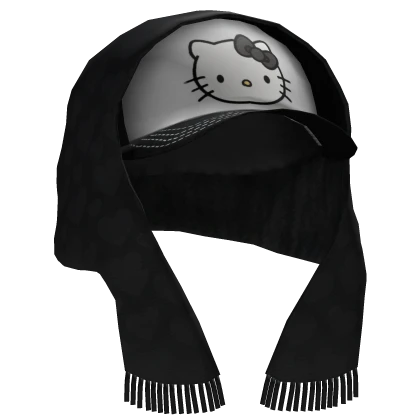 Kitty Hat w/ Head Scarf -  Black