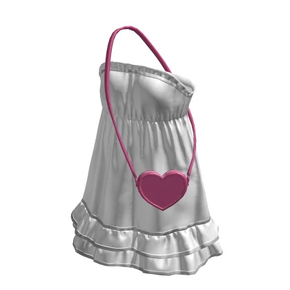 Valentines Strapless Dress Heart Bag - White Pink