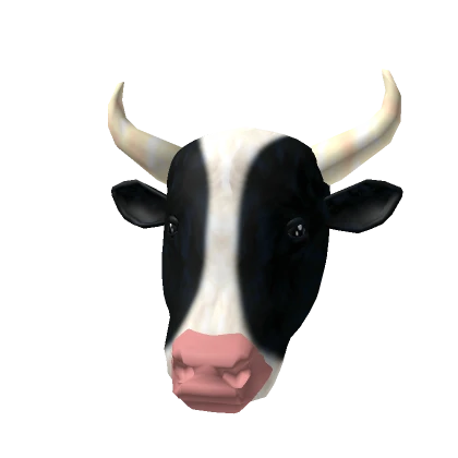 Cow Full Head Animal White Horns Black