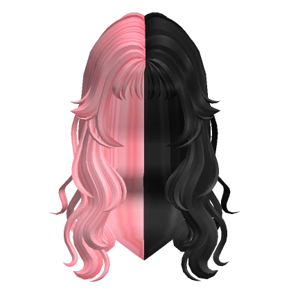 Long grunge wavy hair in Black and Pink