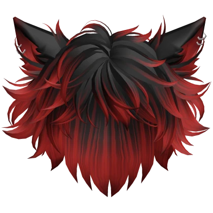 Generic Anime Hair w/ Cat Ears Red Black Ombre v2
