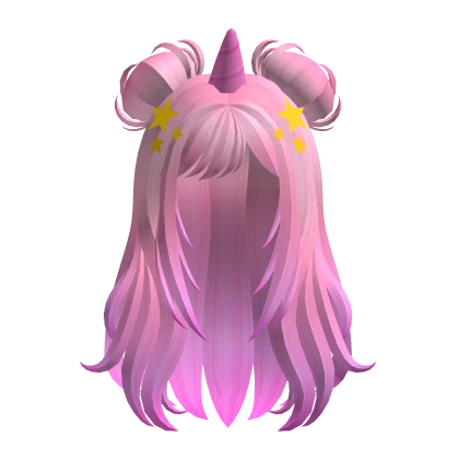 Pink Long Wavy Unicorn Hair w/ Stars - RBC