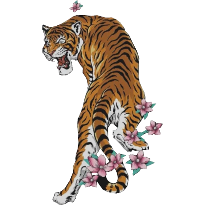 Maximalist Tiger With Flowers V2
