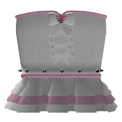 Gothic Light Pink Ribbed Heart Corset Dress