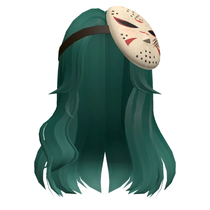  Halloween Cyan Hair with Jason Mask